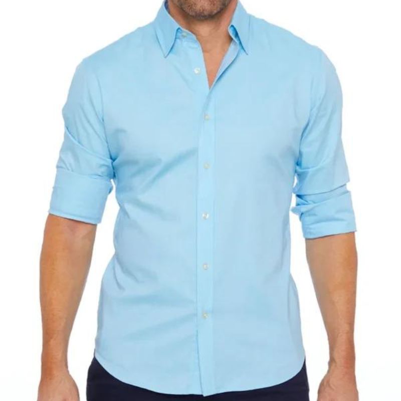 Camisa Hombre Slim Sin Cuello Moderna