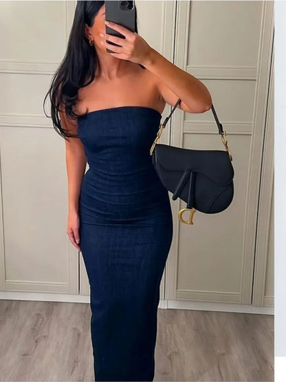 Vestido Denim Azul Elegante - Vestiria