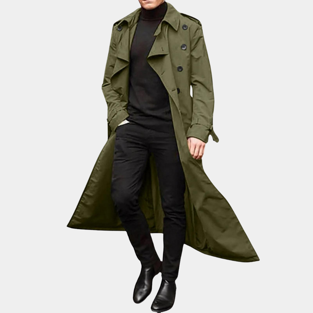 Abrigo Trench Clásico Hombre Cinturón Ajustable