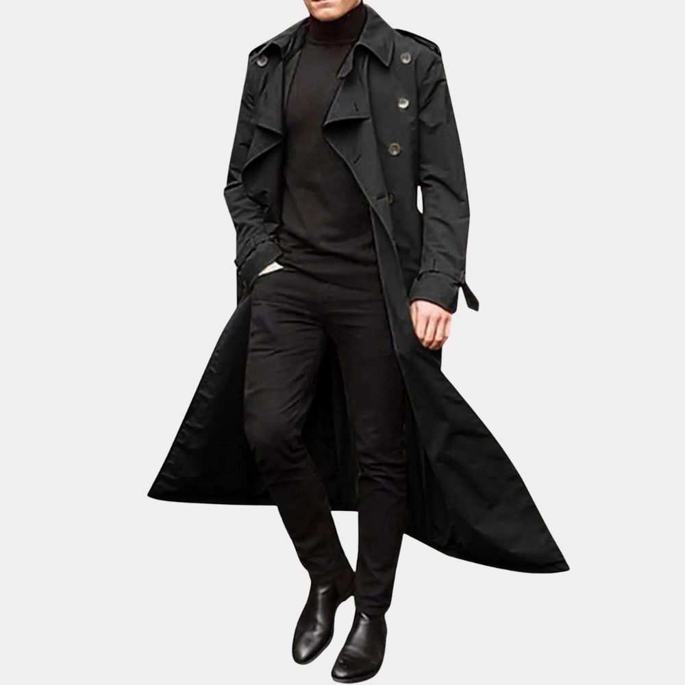Abrigo Trench Clásico Hombre Cinturón Ajustable