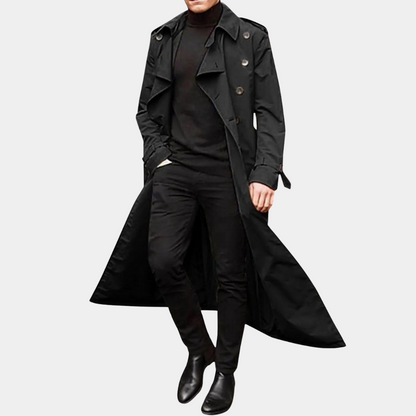 Abrigo Trench Clásico Hombre Cinturón Ajustable