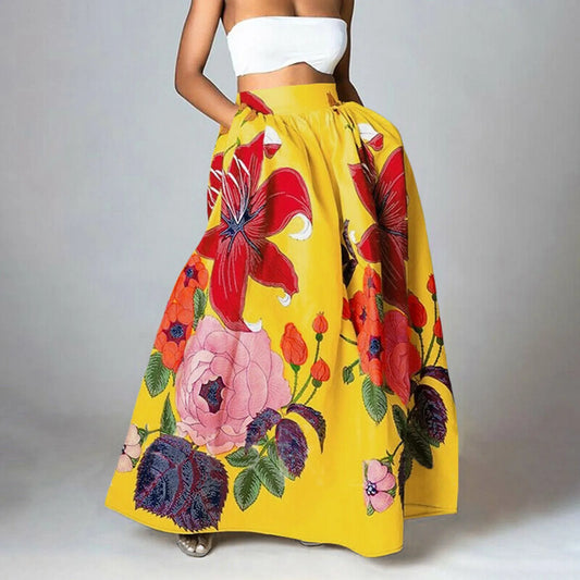 Falda Mujer Estampado Flor Clásica Alta - Vestiria
