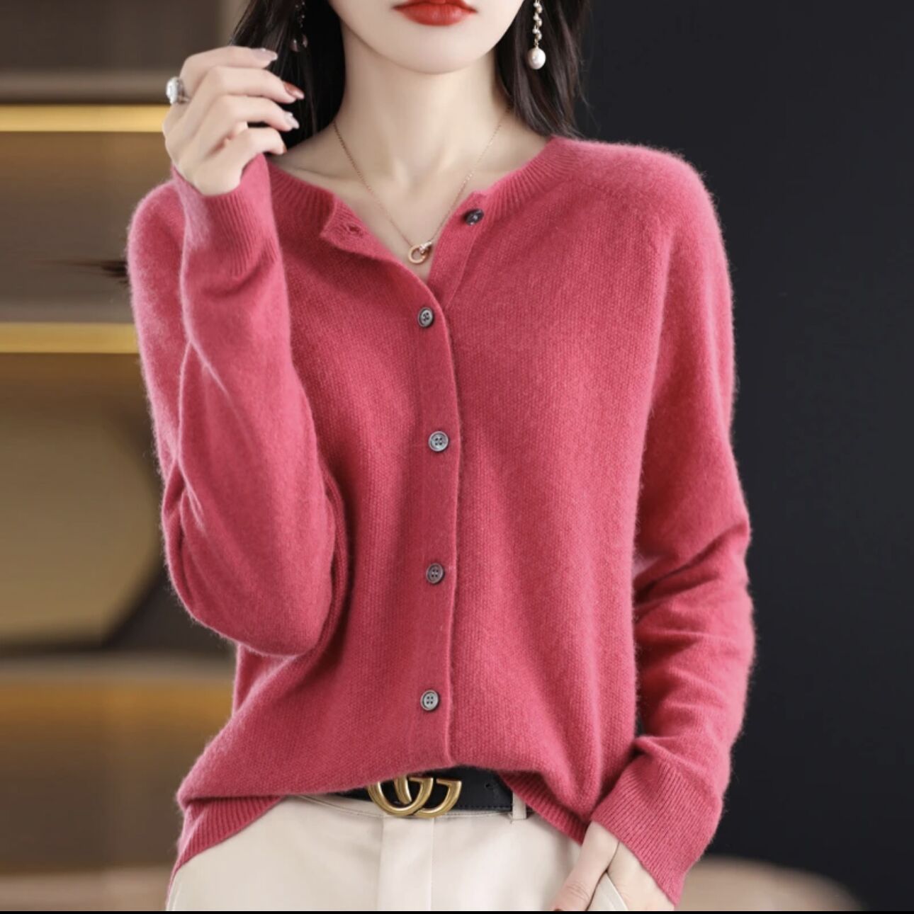 Abrigo Mujer Amplio Cuello Redondo