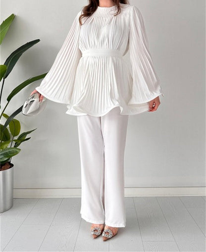 Conjunto Mujer Elegante Top Suelto Pantalón Ancho