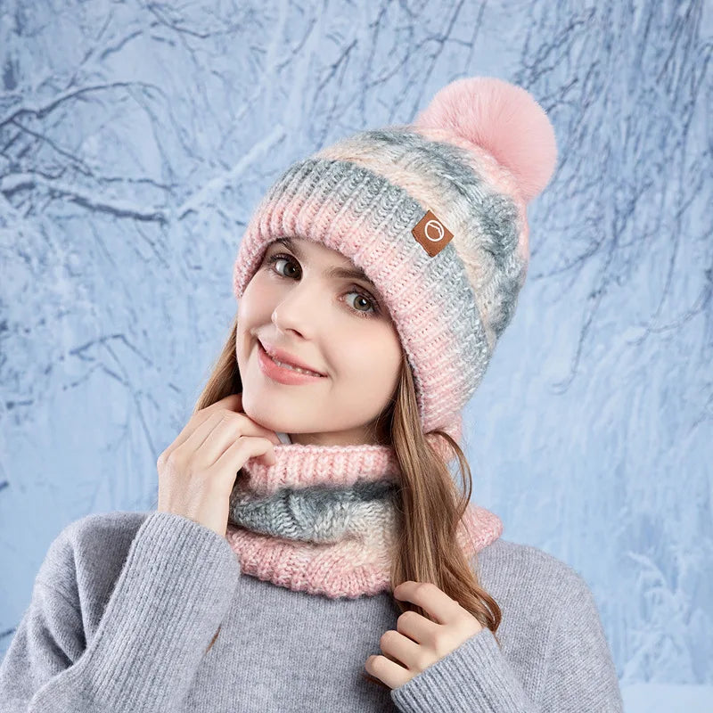 Gorro y Cuello Tejido Femenino Abrigado