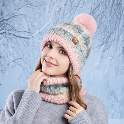 Gorro y Cuello Tejido Femenino Abrigado