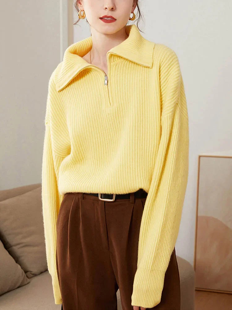 Jersey Cuello Alto Cremallera Mujer