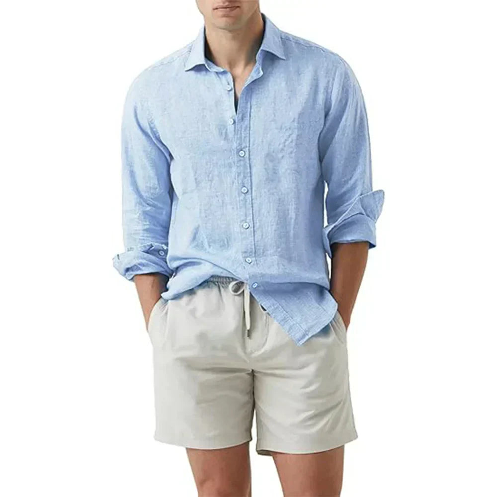 Camisa Hombre Lino Fresca Ligera