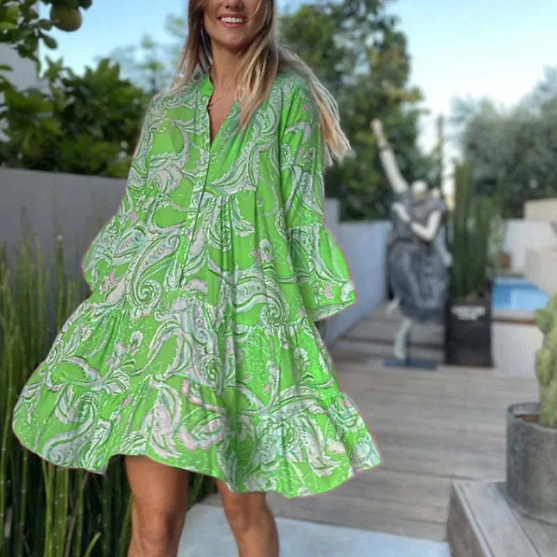 Vestido Estampado Florero Corto Mujer Verano