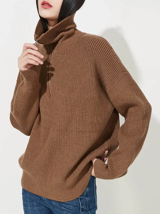 Jersey Cuello Alto Cremallera Mujer - Vestiria