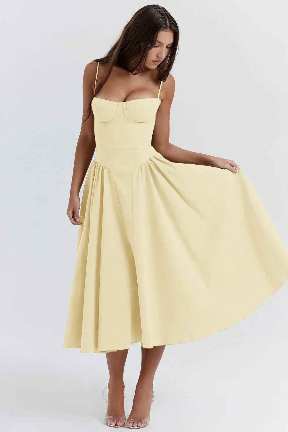 Vestido Elegante Plisado sin Espalda