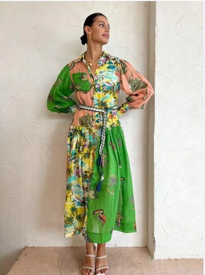 Vestido Largo Estampado Floral Clásico