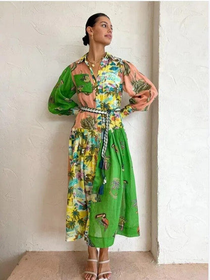 Vestido Largo Estampado Floral Clásico