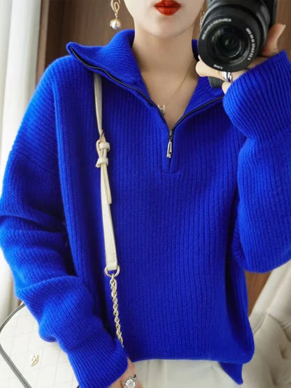 Jersey Cuello Alto Cremallera Mujer