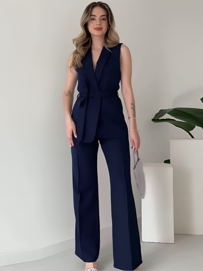 Traje Mujer Elegante Chaqueta Vestido Pantalón Alto