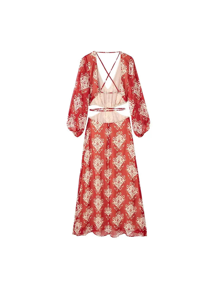 Vestido Otoñal con Escote en V - Vestiria