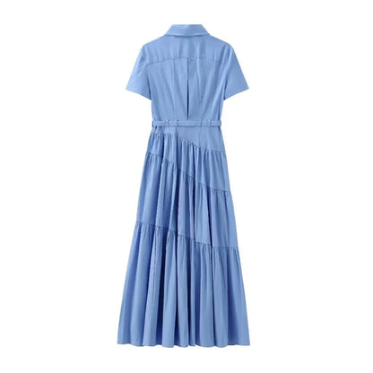 Vestido Midi Plisado Elegante Mujer