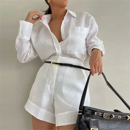 Pantalón Corto y Blusa de Verano Conjunto Fem - Vestiria