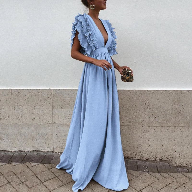 Vestido Chic con Volantes y Mangas Florales - Vestiria