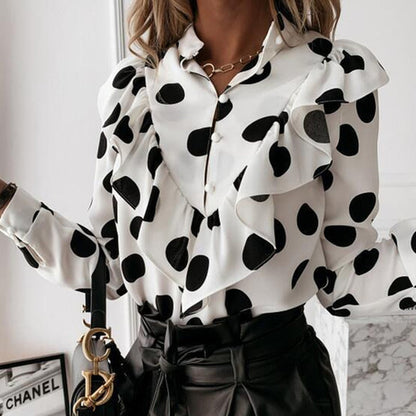 Blusa Mujer Volantes Elegante Manga Larga