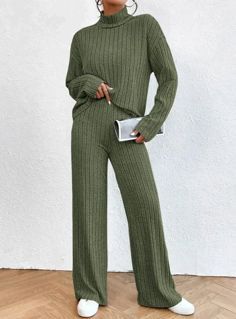 Pantalones y Jersey de Punto Cuello Alto Mujer