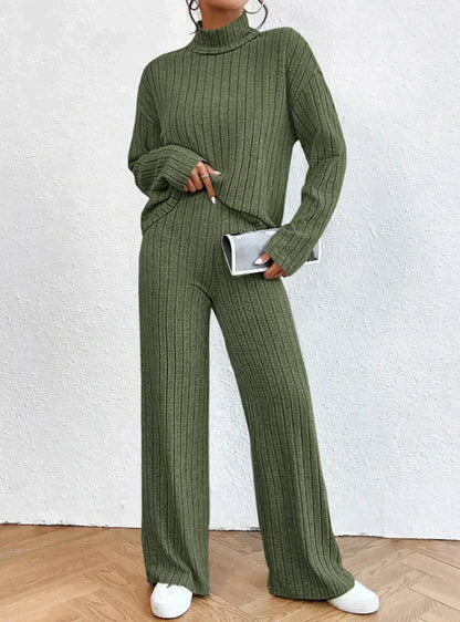 Pantalones y Jersey de Punto Cuello Alto Mujer
