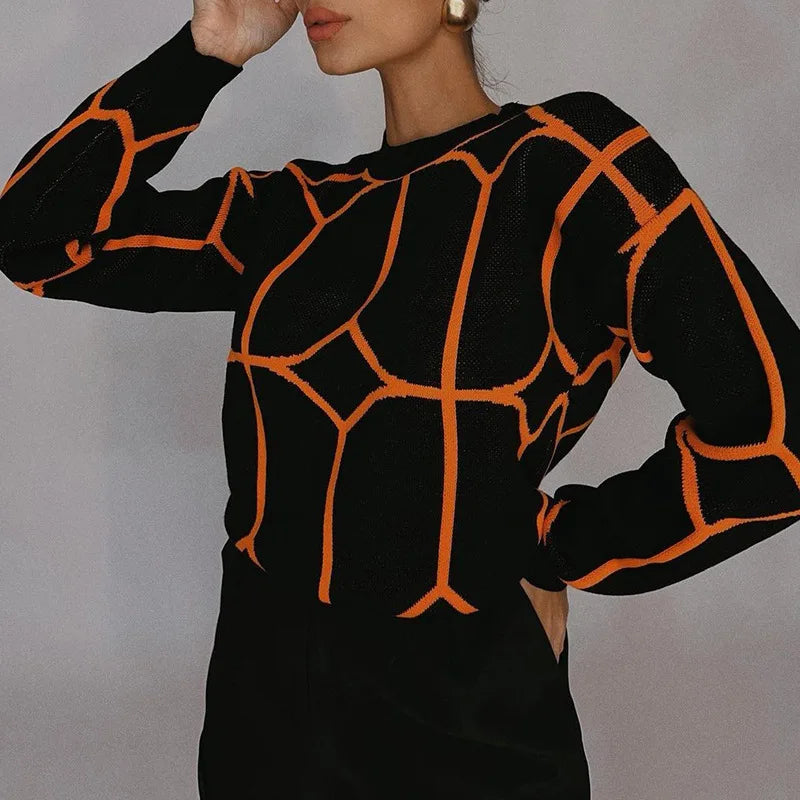 Sudadera Geométrica Cuello Redondo Estampada