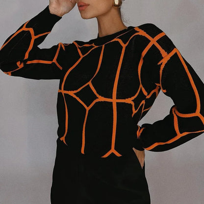 Sudadera Geométrica Cuello Redondo Estampada