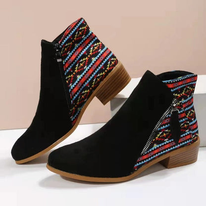 Botas Mujer Tacón Bajo Cremallera Elegantes