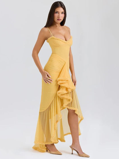 Vestido Largo de Tirantes con Encaje Feminino
