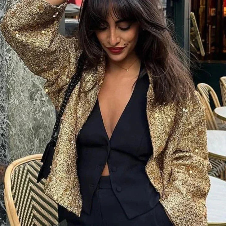 Chaqueta de noche brillosa