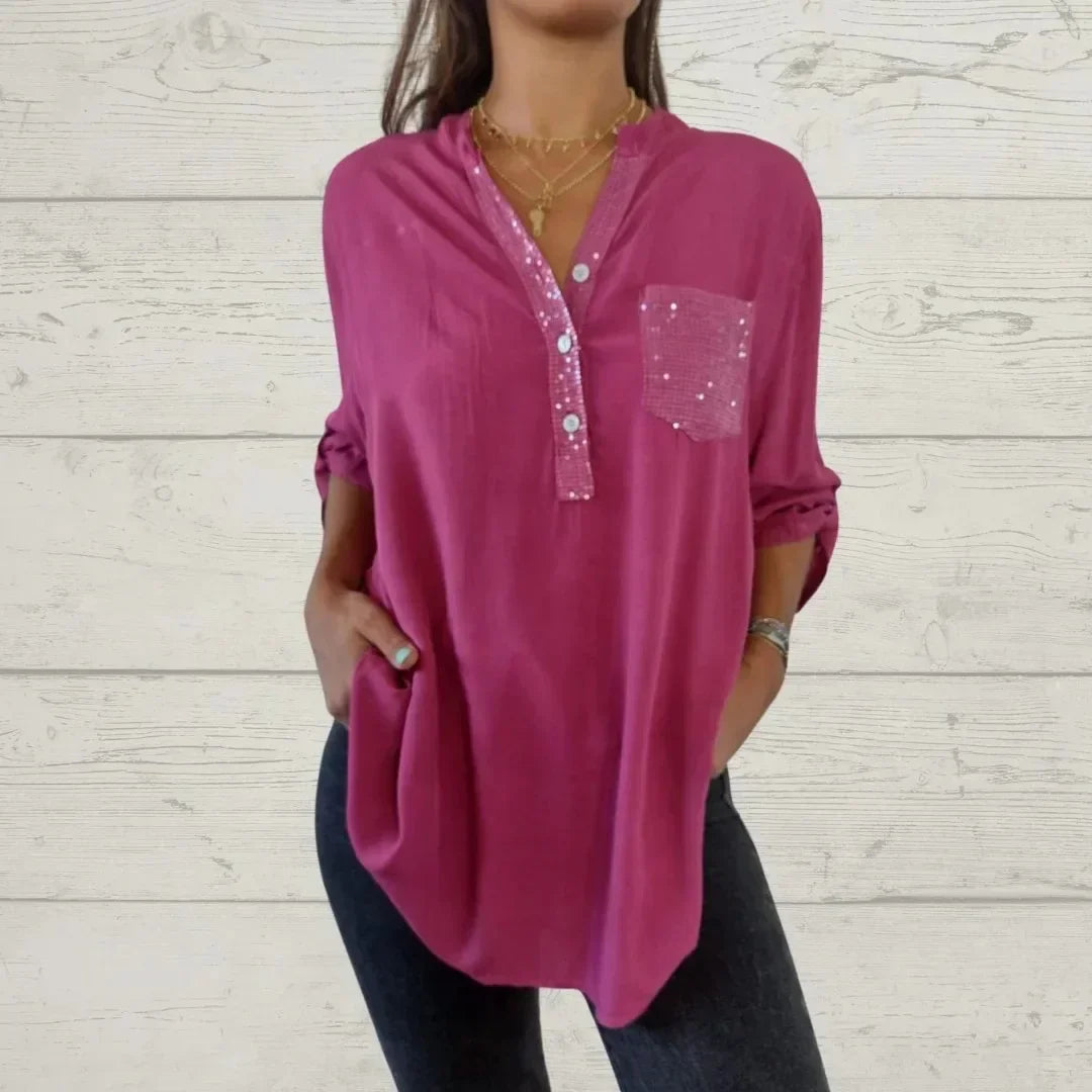Blusa Mujer Elegante con Lentejuelas Brillantes - Vestiria