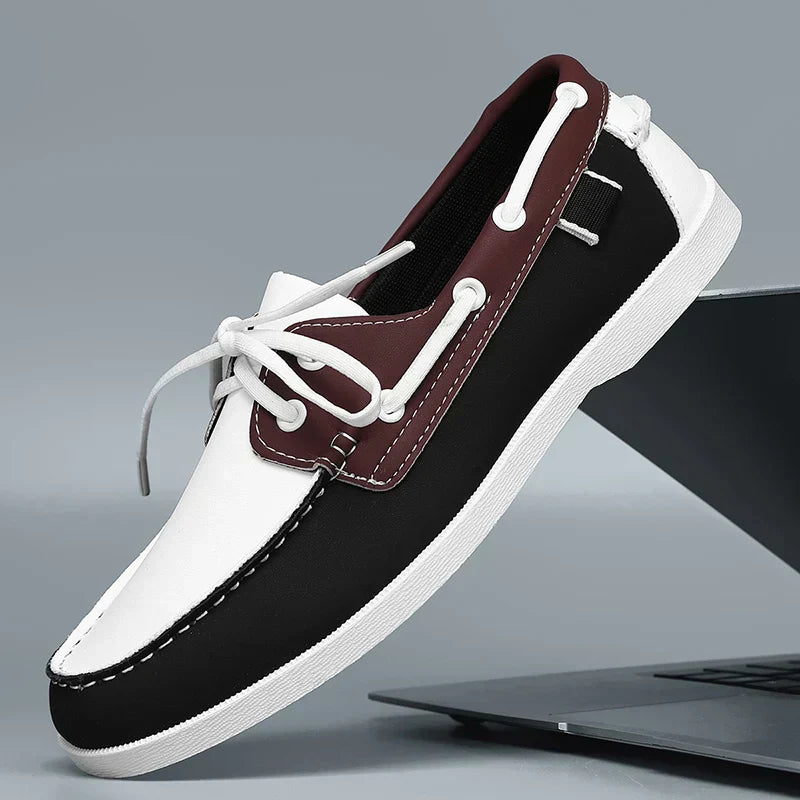 Zapato marinero de cuero - Lona - Vestiria