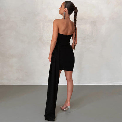 Vestido de Fiesta sin Tirantes Brillante