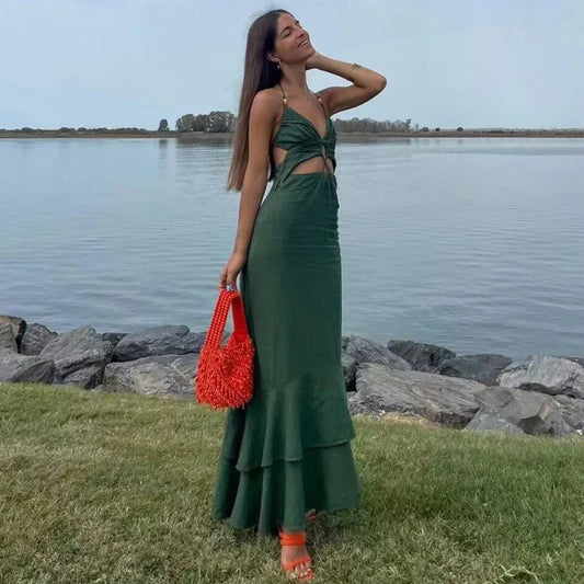 Vestido Festivo con Escote y Encaje - Vestiria
