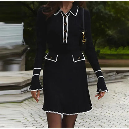 Vestido de punto con encaje femenino