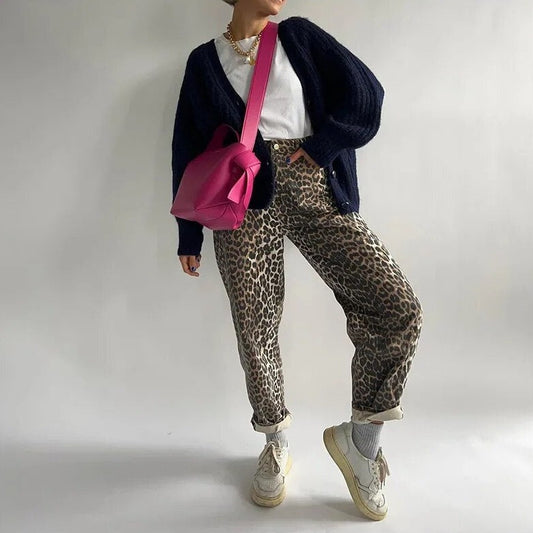 Vaqueros Clásicos Leopardo Estilo Retro - Vestiria