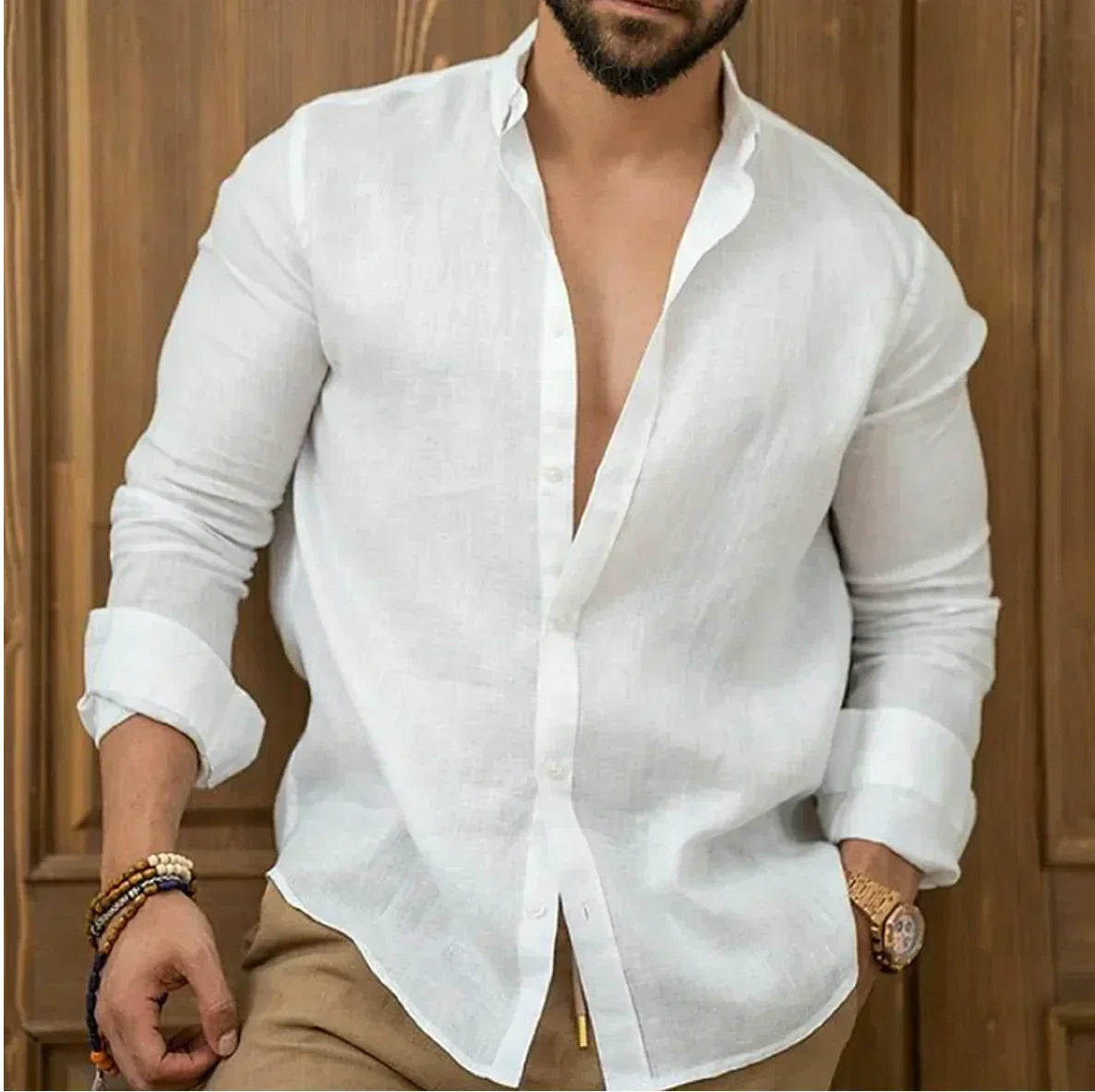 Camisa Lino Ligera Verano Hombre