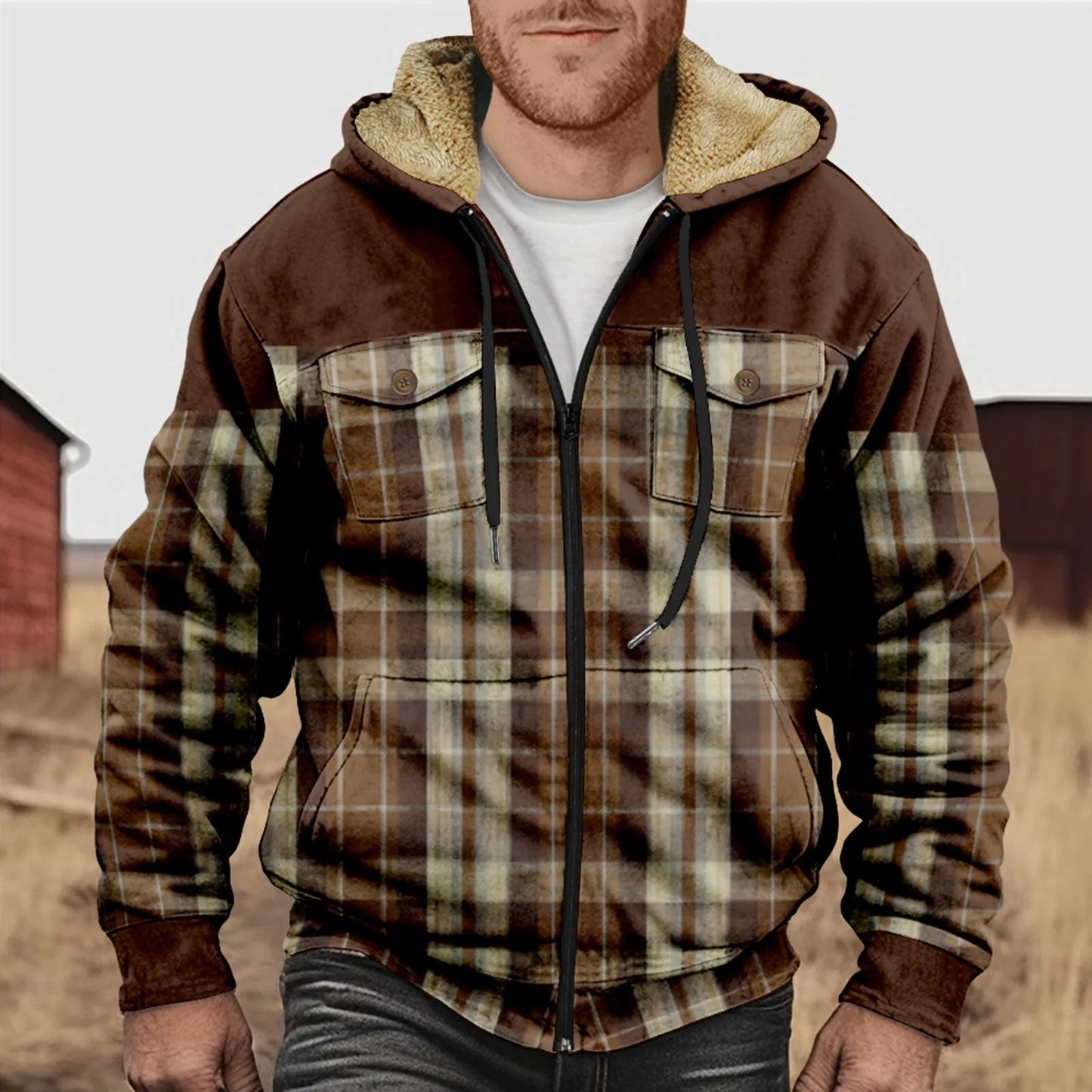 Camisa Hombre Franela Acogedora con Capucha - Vestiria