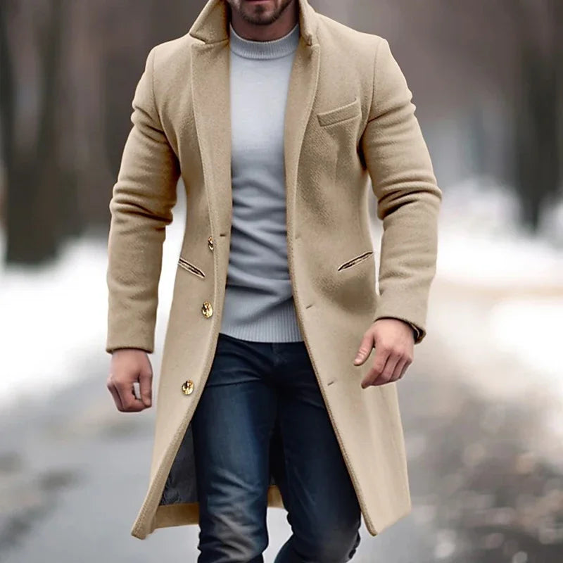 Chaquetón de lana cálido y elegante hombre