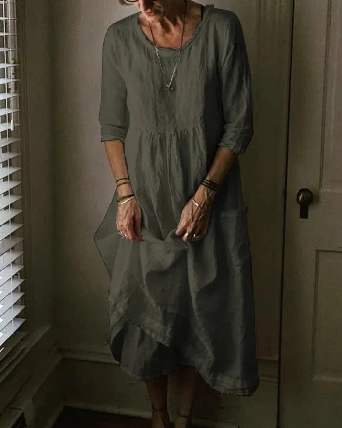 Vestido Mujer Amplio Lino Natural