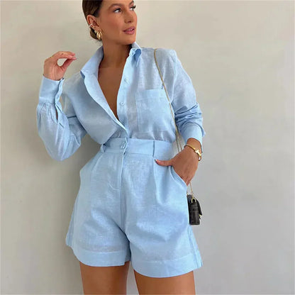 Pantalón Corto y Blusa de Verano Conjunto Fem