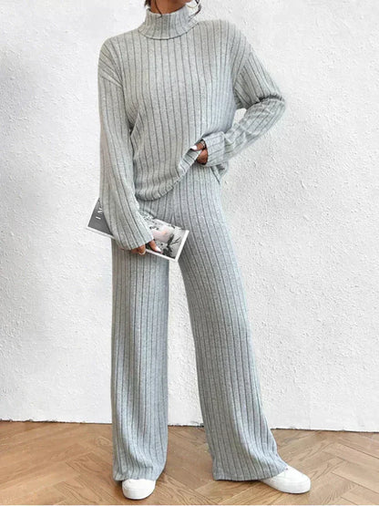 Pantalones y Jersey de Punto Cuello Alto Mujer