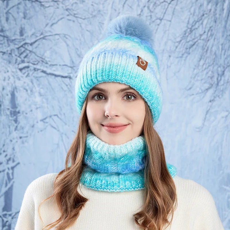Gorro y Cuello Tejido Femenino Abrigado