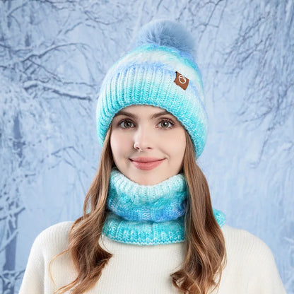 Gorro y Cuello Tejido Femenino Abrigado