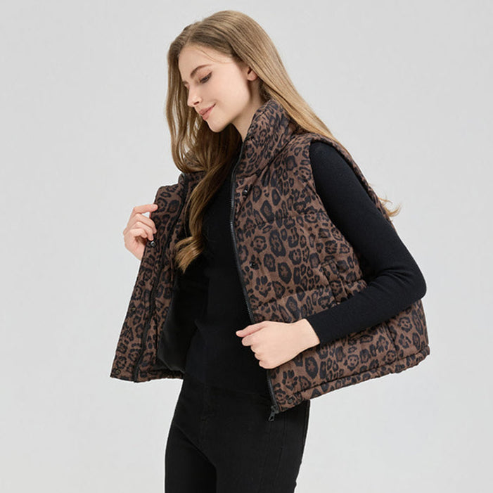Chaleco acolchado estampado león mujer moda invierno - Vestiria