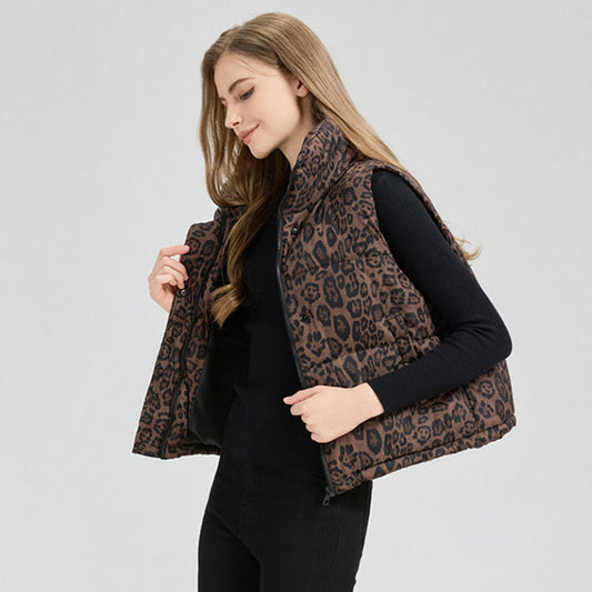 Chaleco acolchado estampado león mujer moda invierno - Vestiria