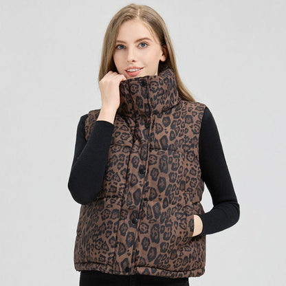 Chaleco acolchado estampado león mujer moda invierno