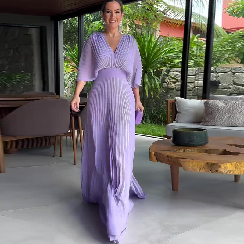 Vestido Ligero Canalé Escote en V