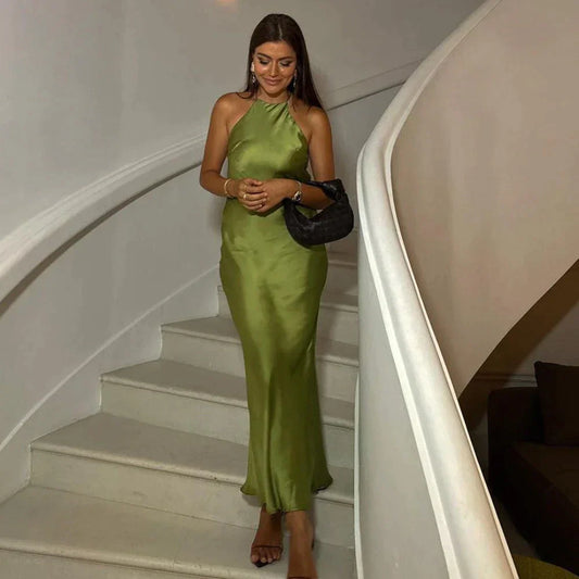 Vestido Elegante Seda Sin Mangas Mujer - Vestiria